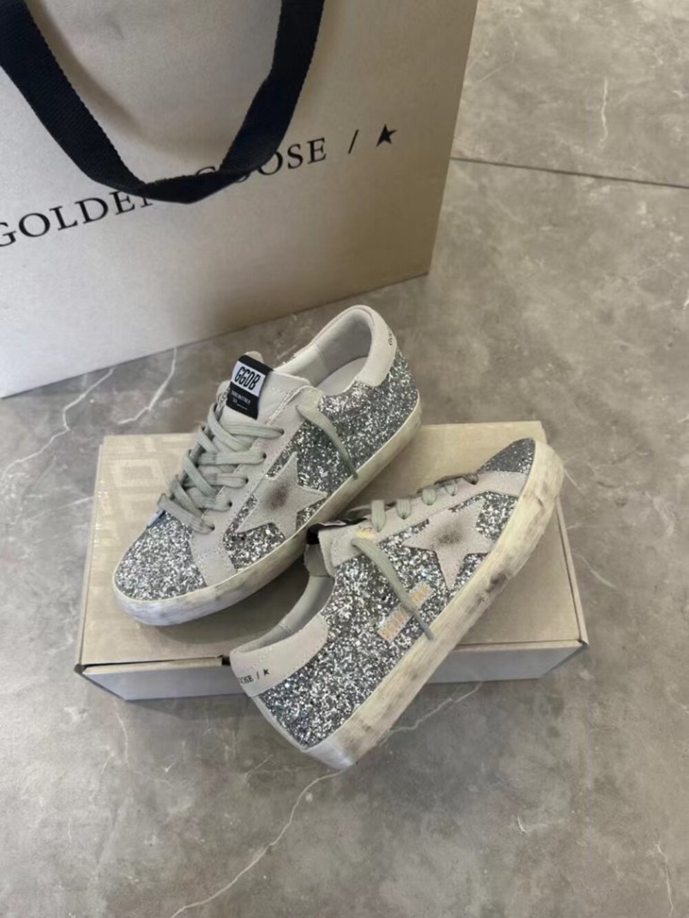 Golden Goose Women's Sneakers with Silver Glitter Star - Picture 3 of 5